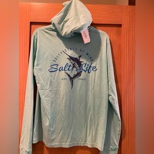 Salt Life Women’s Salt Wash Distressed Salty State Of Mind Hoodie NWT Size Small